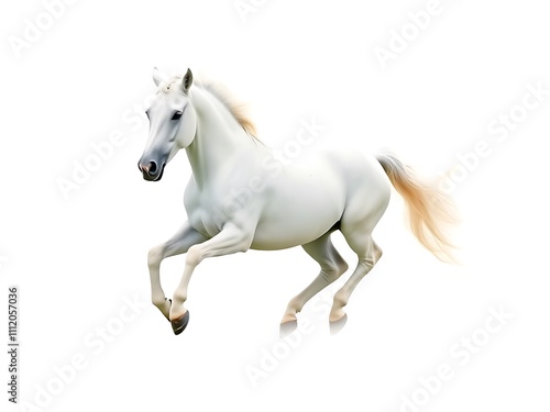 Majestic White Horse in Motion: A Stunning Digital Painting AI Generated