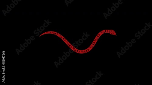 Red crawling snake on transparent background for 2025 Chinese new year 