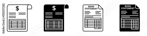 Bank statement icon set.