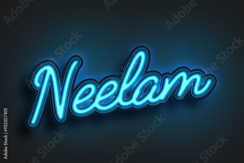 Neon Light Editable Text Effect of Hindi name Neelam. photo