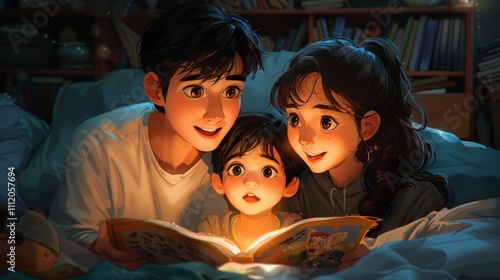Family Reading Bedtime Story