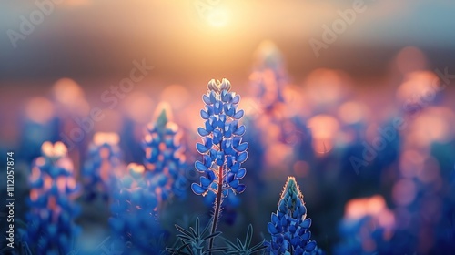 Bluebonnet Field at Sunset