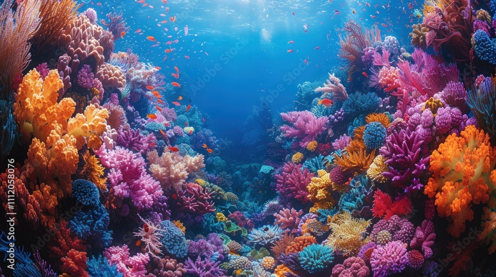 Naklejka premium Vibrant Underwater Coral Reef