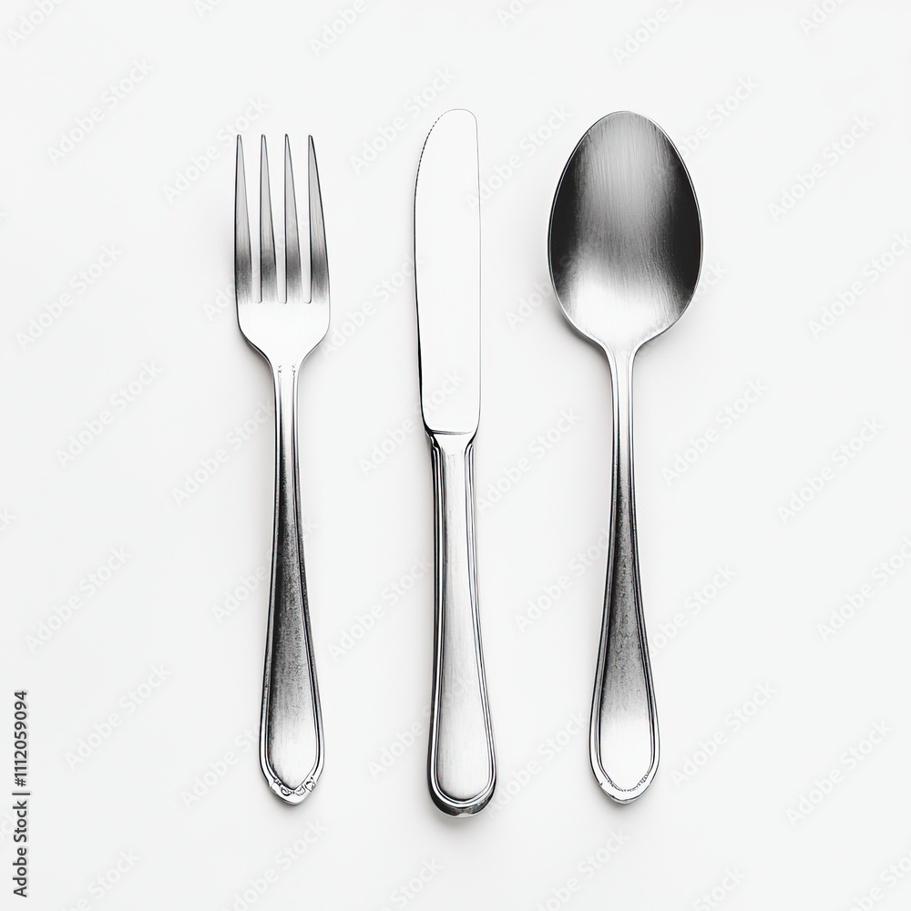 Fork, knife, and spoon cutlery set isolated on white Fork, knife, and spoon cutlery set isolated on white