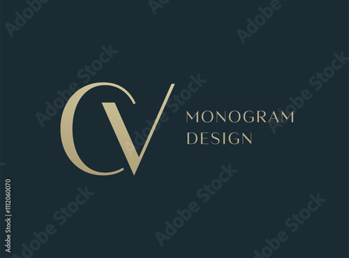 CV letter logo icon design. Classic style luxury initials monogram.