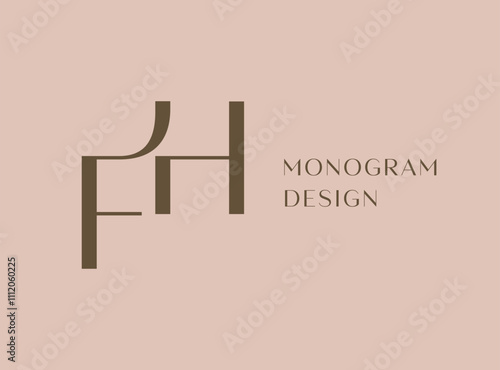 FH or HF letter logo icon design. Classic style luxury initials monogram.
