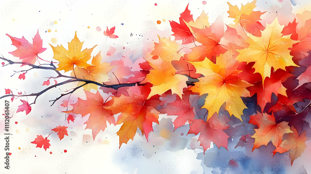 Autumn Watercolor Maple Leaves Illustration Autumn Watercolor Maple Leaves Illustration