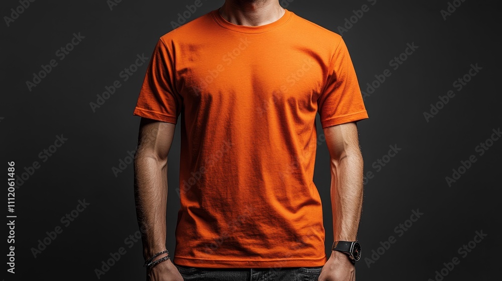 Embroidered Orange T-shirt Mockup 3D Render. Generative AI Embroidered Orange T-shirt Mockup 3D Render. Generative AI