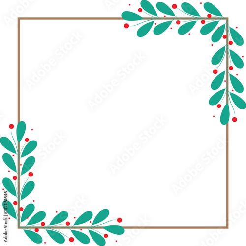 Lovely Square Frame With Green Leaf Decoration