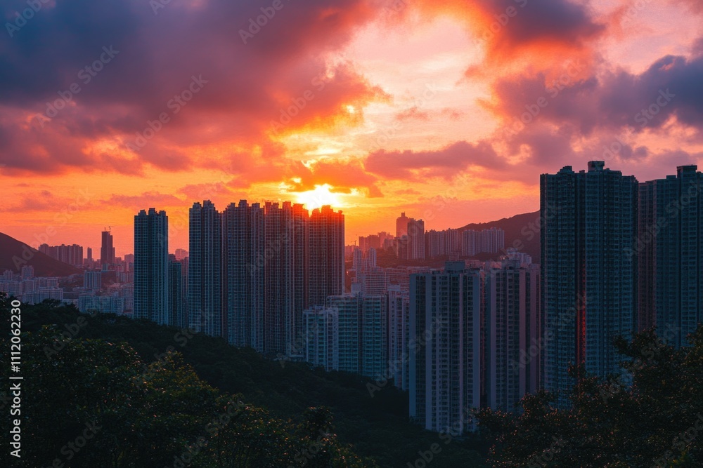 Fototapeta premium City skyline at sunset