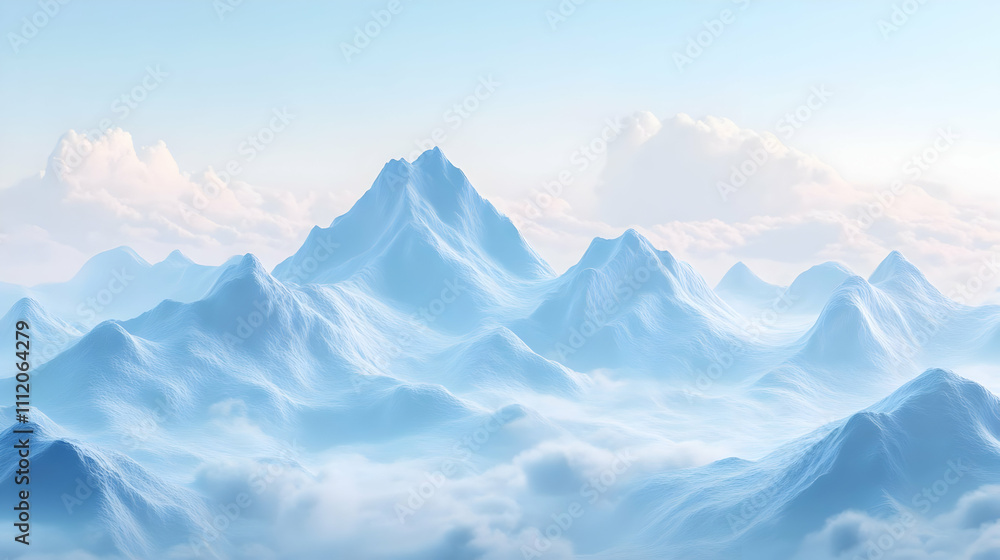 3D Render Blue Mountain Landscape 3D Render Blue Mountain Landscape
