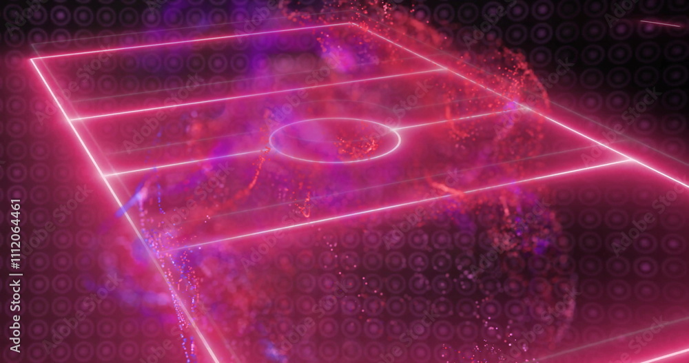 Fototapeta premium Neon-lit soccer field with swirling particles image