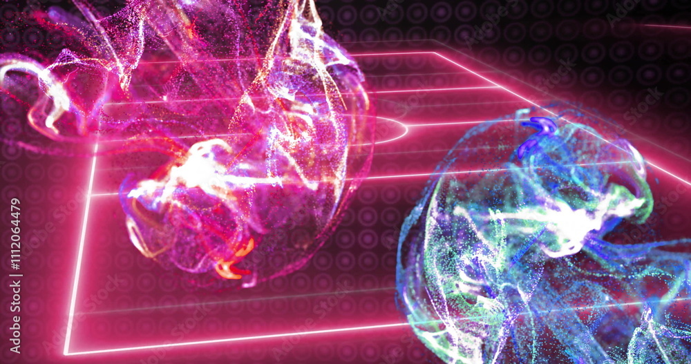 Naklejka premium Colorful abstract shapes over basketball court image