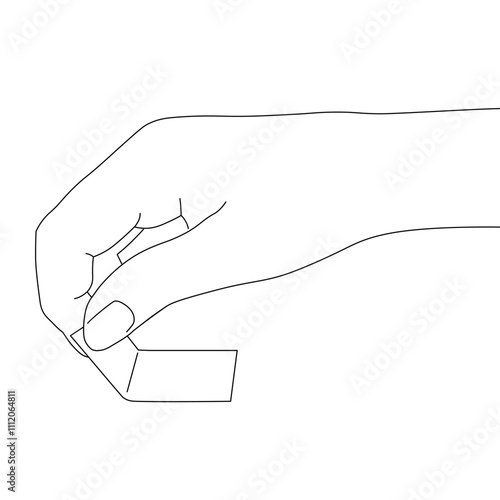 シールを剥がす手