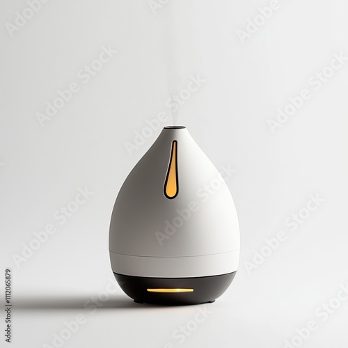 A sleek modern essential oil diffuser releasing fragrant mist in a serene indoor setting photo