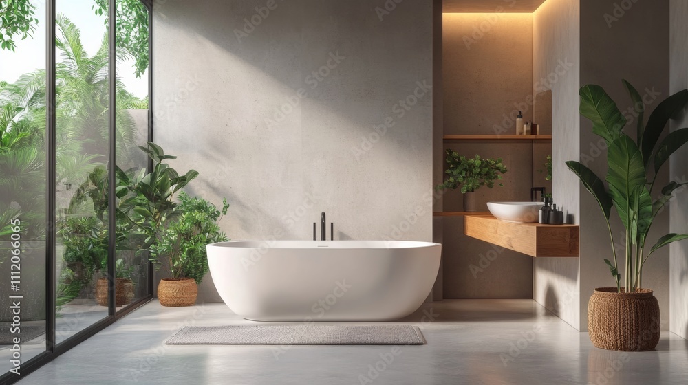Fototapeta premium Waste-free bathroom essentials, minimalist aesthetic