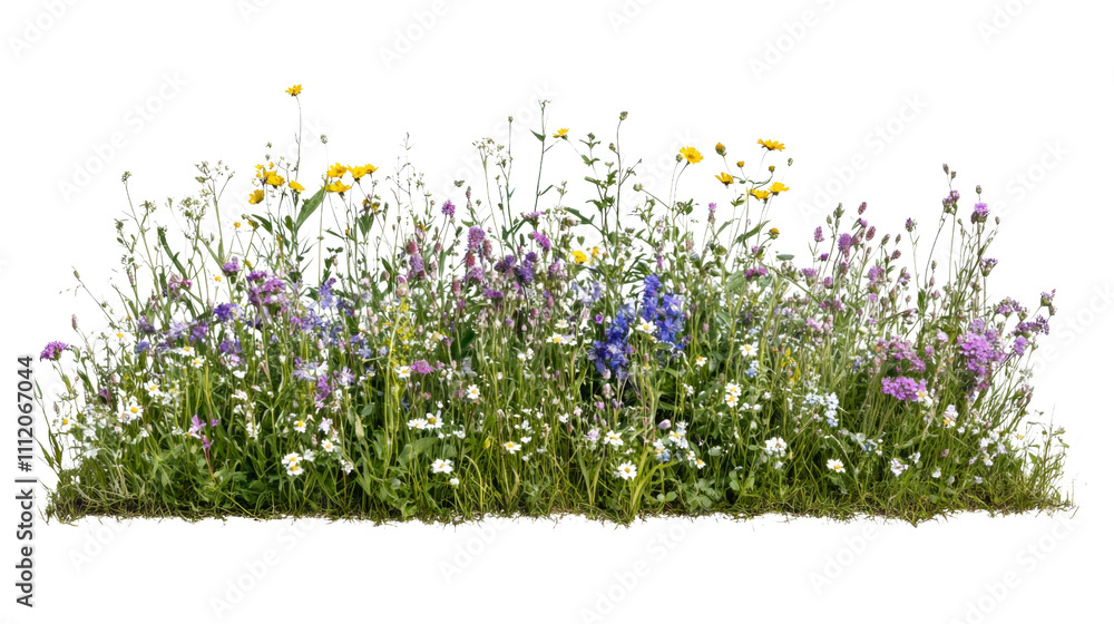 Flower meadow in spring transparent background