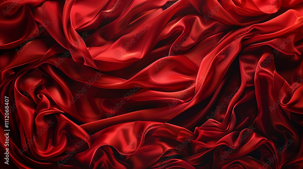 Obraz premium Luxurious red silk folds elegantly cascade, creating a stunning visual experience