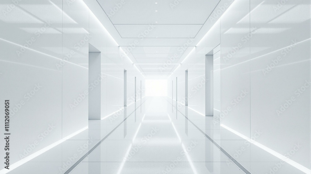 Modern Minimalist Hallway with Bright Lighting Modern Minimalist Hallway with Bright Lighting