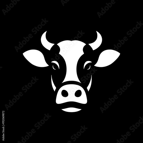 simple silhouette of cow head dairy ,ilk vector logo