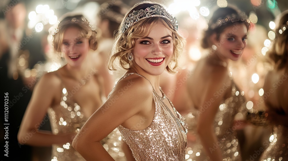 Dazzling flapper dresses and jazz at a Gatsby New Year party 