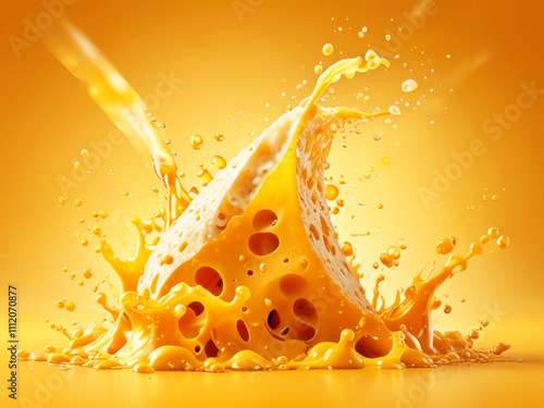 Cow's milk cheese splash close up. photo