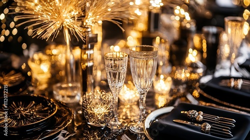 Elegant Great Gatsby New Year's celebration with vintage vibes