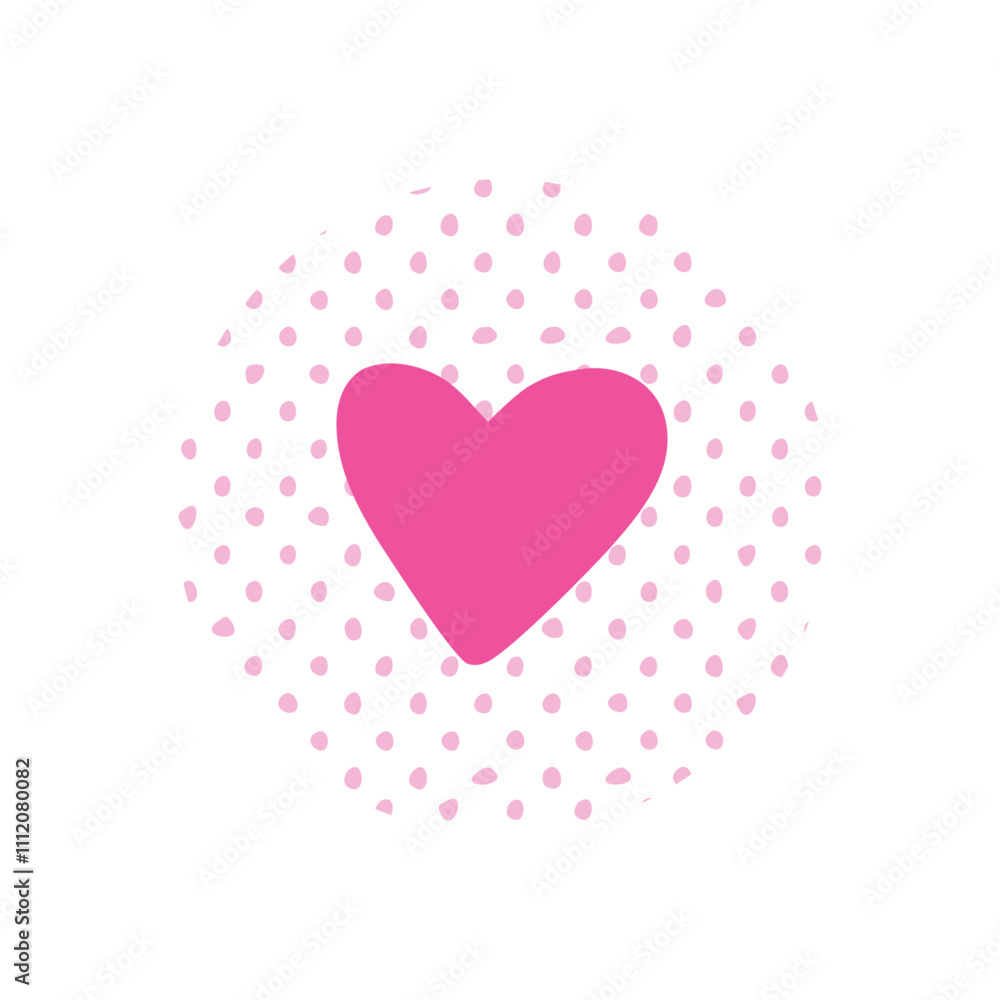 Logo con silueta de corazón en círculo con relleno de patrón de cuadrícula de lunares para tarjetas y felicitaciones de San Valentín Logo con silueta de corazón en círculo con relleno de patrón de cuadrícula de lunares para tarjetas y felicitaciones de San Valentín