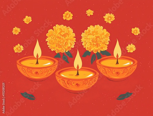 burning candles on a red background