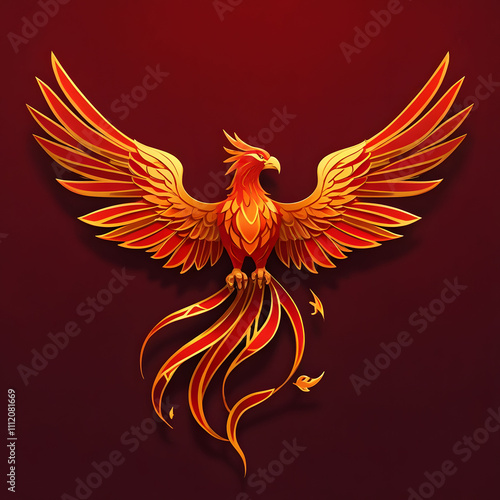 Epic phoenix rising fantasy realm digital art vibrant background dramatic view mythical rebirth concept