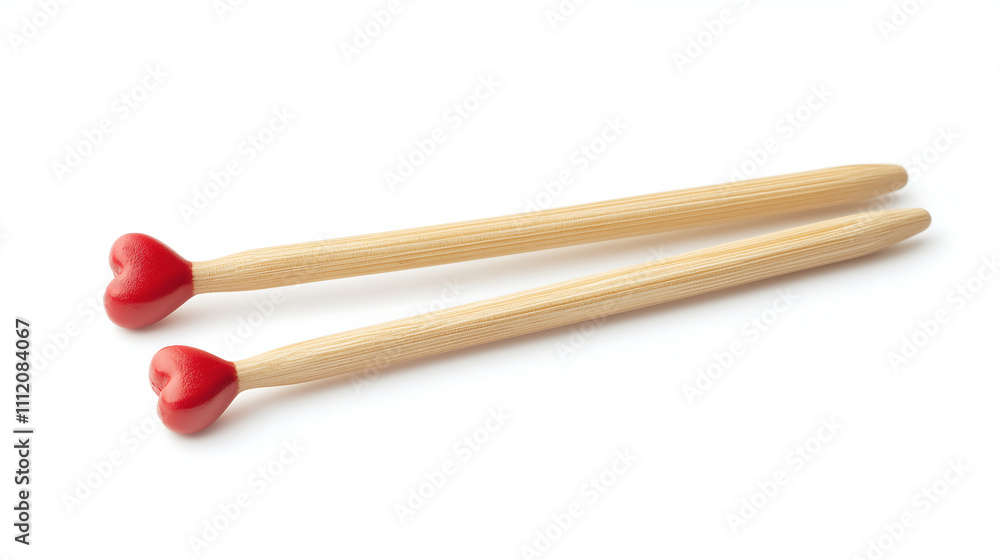 Colorful yellow wooden matches with red tips arranged creatively on a white background for artistic effect Colorful yellow wooden matches with red tips arranged creatively on a white background for artistic effect