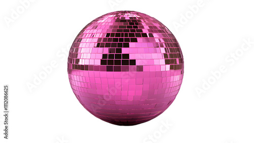 Vibrant Pink Disco Ball Reflected Light on White Background - Perfect for Party Events and Celebrations