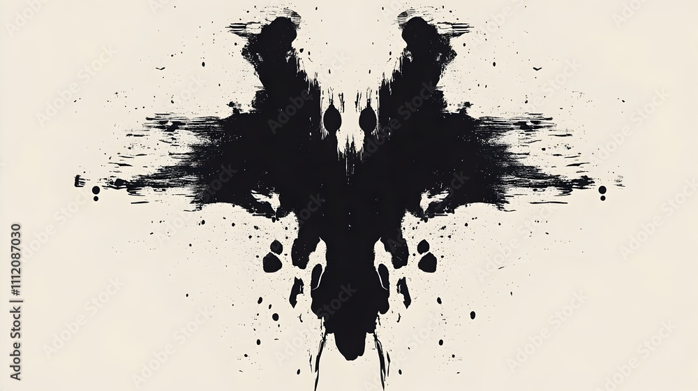 Abstract Symmetrical Ink Pattern, Enigmatic Rorschach Inkblot - Surreal Biomorphic Patterns in Sleek Minimalist Style Abstract Symmetrical Ink Pattern, Enigmatic Rorschach Inkblot - Surreal Biomorphic Patterns in Sleek Minimalist Style