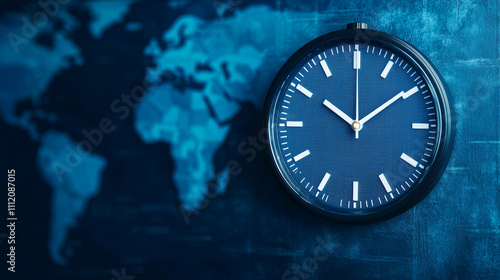 Wallpaper Mural Travel restrictions and visa concept Clock against a world map in blue tones. Torontodigital.ca
