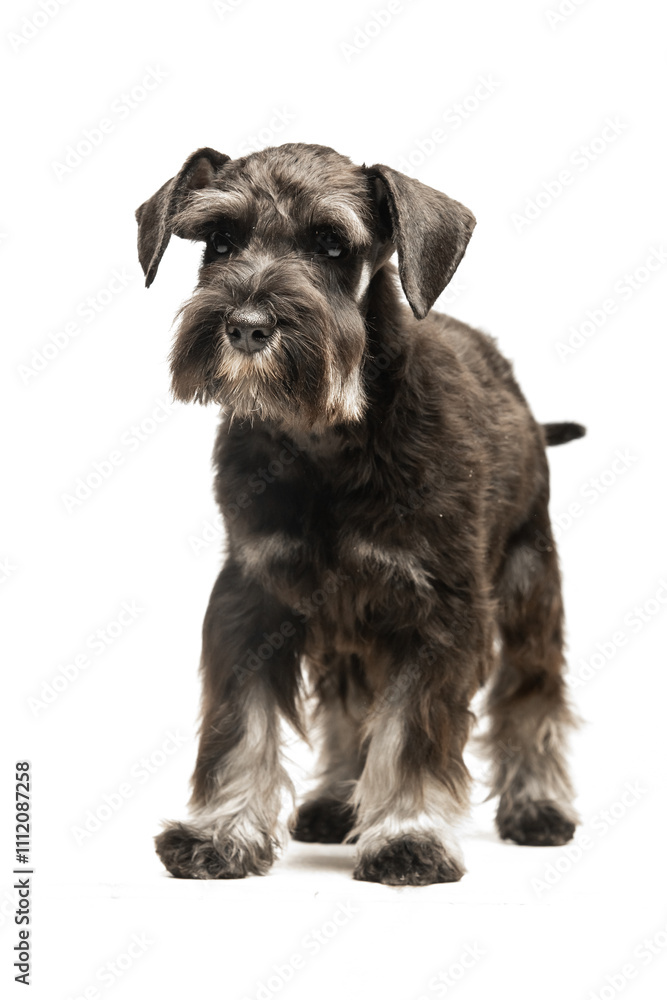 Miniature Schnauzer puppy on white background Miniature Schnauzer puppy on white background