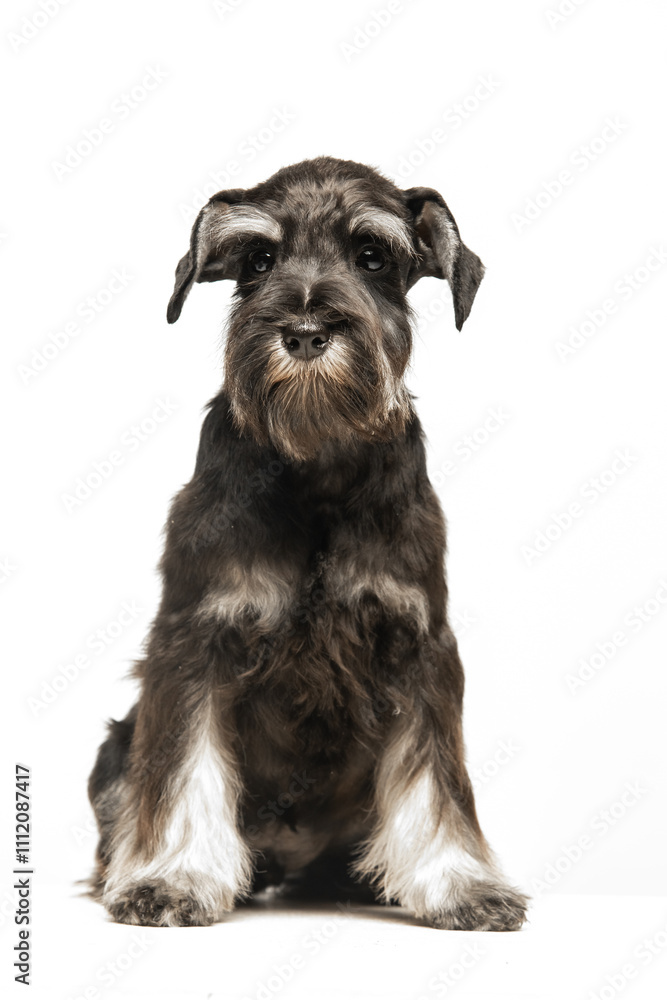 Miniature Schnauzer puppy on white background Miniature Schnauzer puppy on white background
