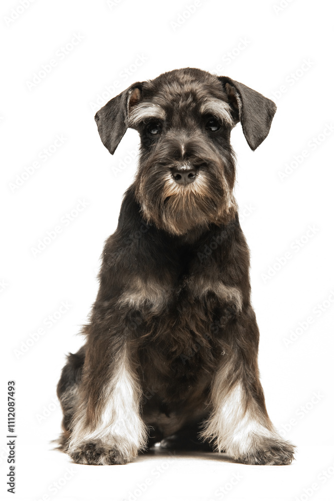 Miniature Schnauzer puppy on white background Miniature Schnauzer puppy on white background