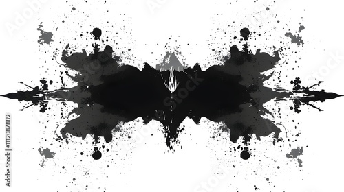 Wallpaper Mural Abstract Symmetrical Ink Pattern, Captivating Mirrored Ink Blot Compositions with Organic Splatter Patterns in Moody Black and White Tones Torontodigital.ca