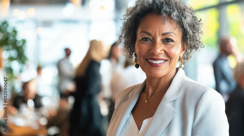 Diverse female senior event planner in a busy work environment Diverse female senior event planner in a busy work environment