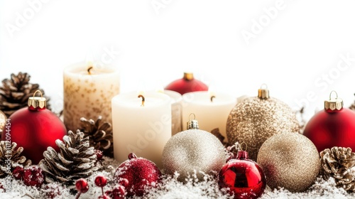 Christmas candles isolated on white background