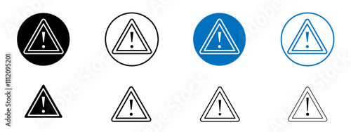 attention sign icon set in black and blue colors