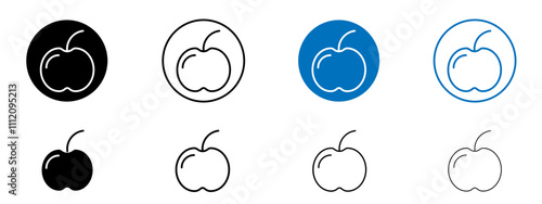 Apple icon set in black and blue colors