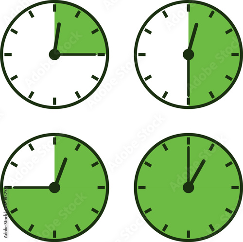 Wall clock icon with dial. Wall clock with time intervals isolated on white background. Vector, designer illustration.