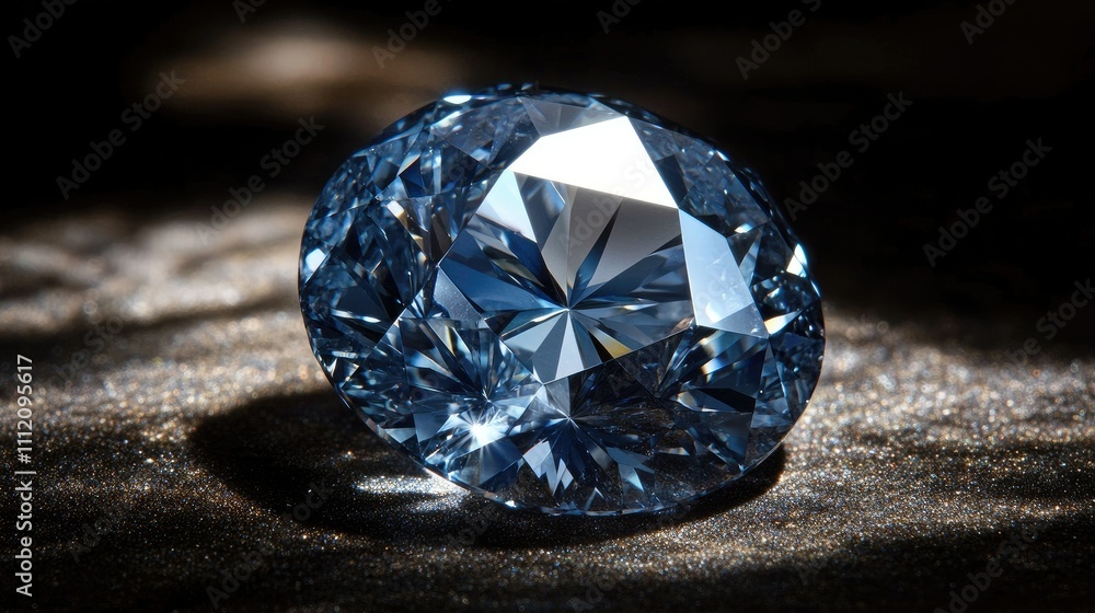 Beautiful Blue Diamond Glimmering on a Dark Background Beautiful Blue Diamond Glimmering on a Dark Background