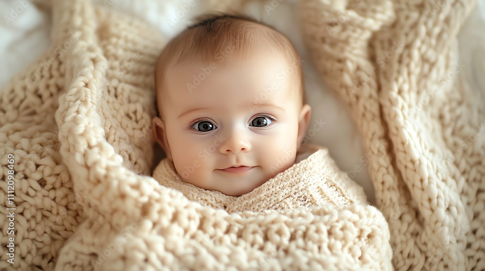 A sweet baby girl with big blue eyes looks up at the camera. A sweet baby girl with big blue eyes looks up at the camera.