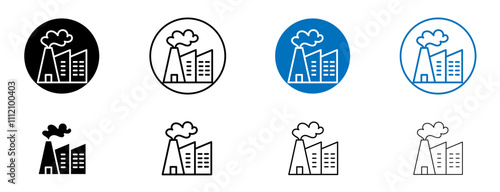 Pollution icon set in black and blue colors