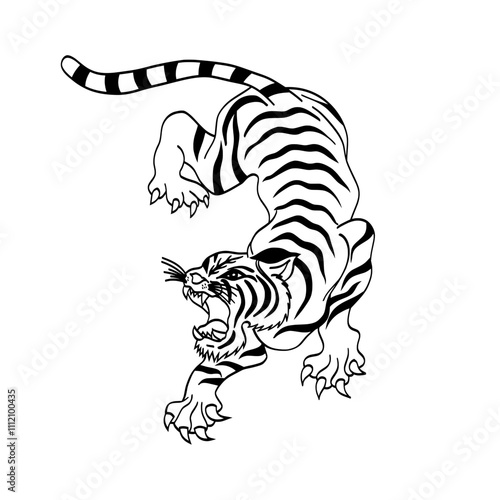 Thai traditional tattoo, a tiger. vector file for various tasks


