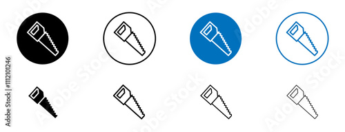 Saw icon set in black and blue colors