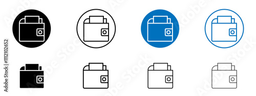 Wallet icon set in black and blue colors