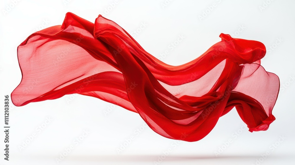 floating red fabric blowing isolate on white background floating red fabric blowing isolate on white background